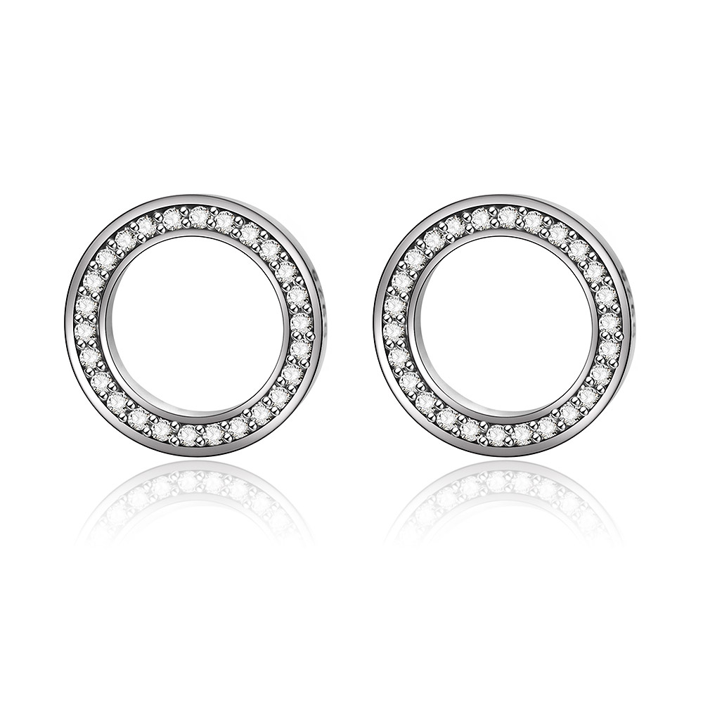 Silver Sparkling Circles Ear Studs